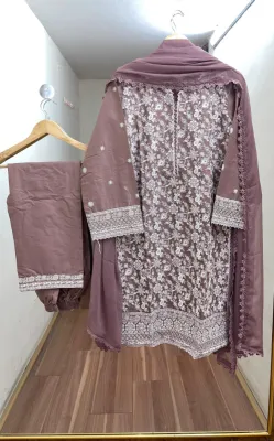 Pakistani Original Hayat's Stitched Cotton 3pcs _ Rosy Brown 